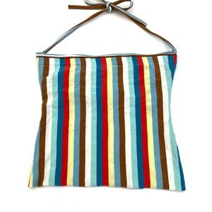 Vintage y2k Striped Halter Crop Top Square Neck from Fossil Size M